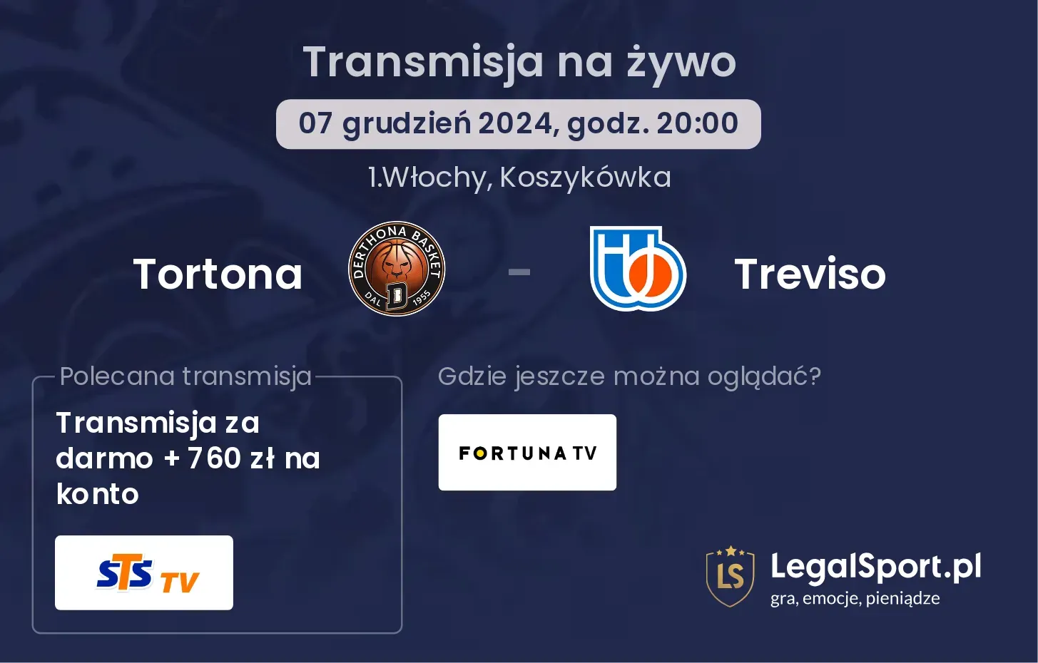 Tortona - Treviso transmisja na żywo