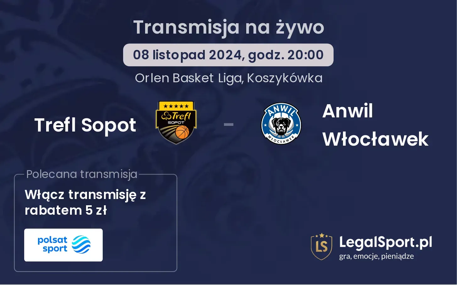 Trefl Sopot - Anwil Włocławek transmisja na żywo