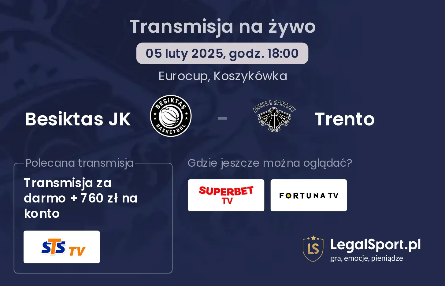 Besiktas JK - Trento gdzie oglądać?