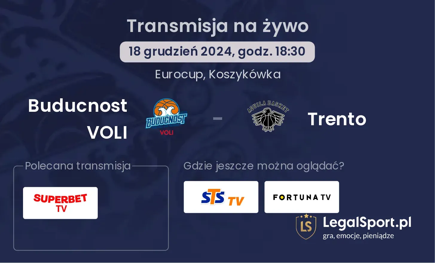 Trento - Buducnost VOLI transmisja na żywo