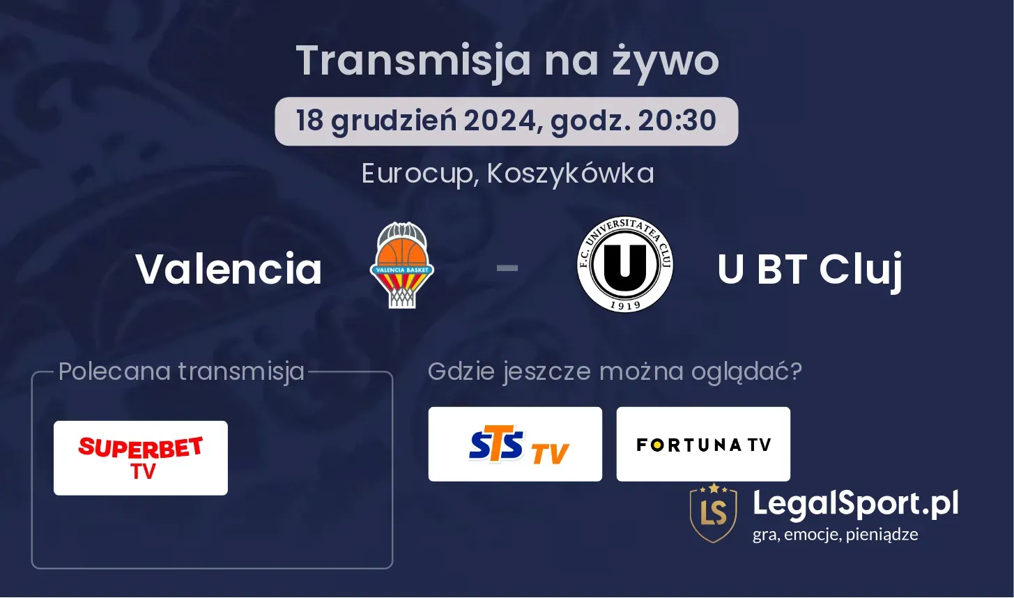 U BT Cluj - Valencia transmisja na żywo