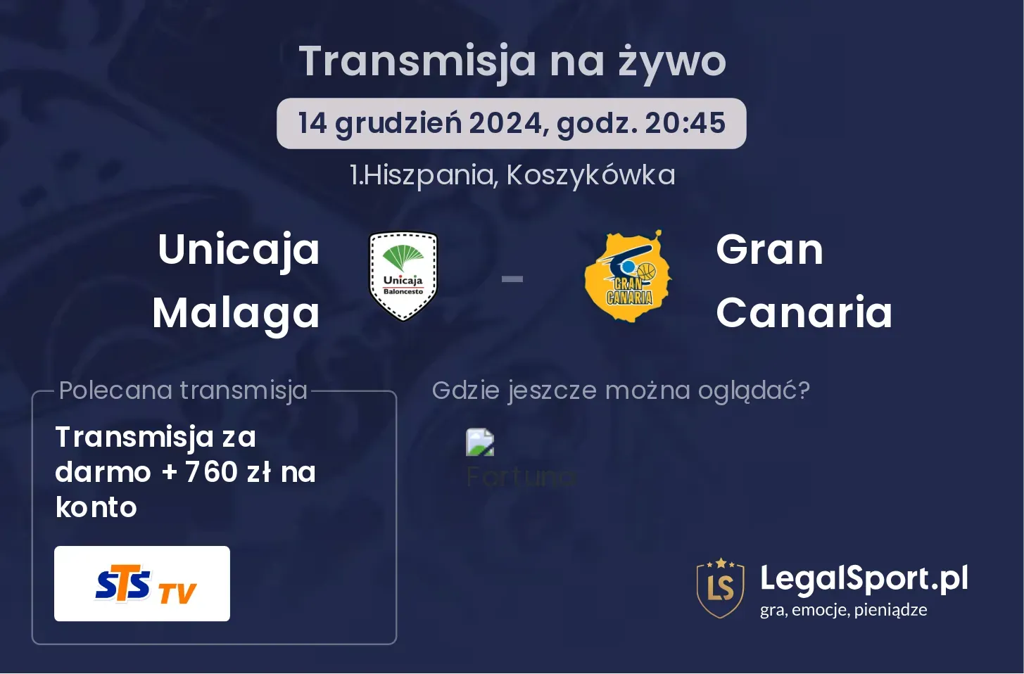 Unicaja Malaga - Gran Canaria transmisja na żywo