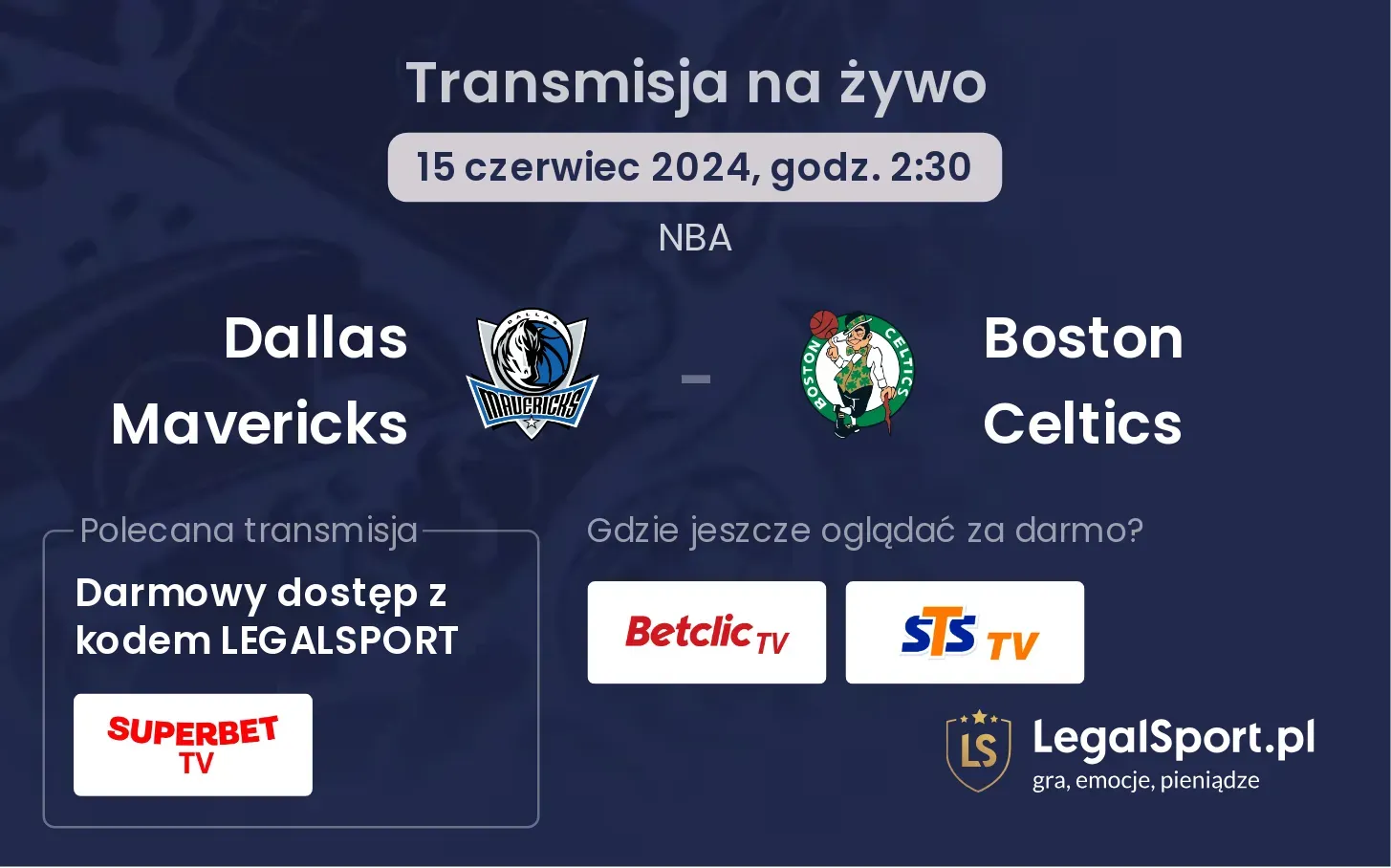 Dallas Mavericks - Boston Celtics transmisja na żywo