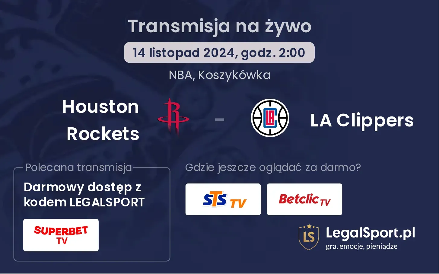 Houston Rockets - LA Clippers transmisja na żywo