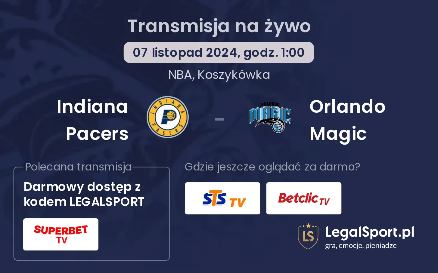 Indiana Pacers - Orlando Magic transmisja na żywo