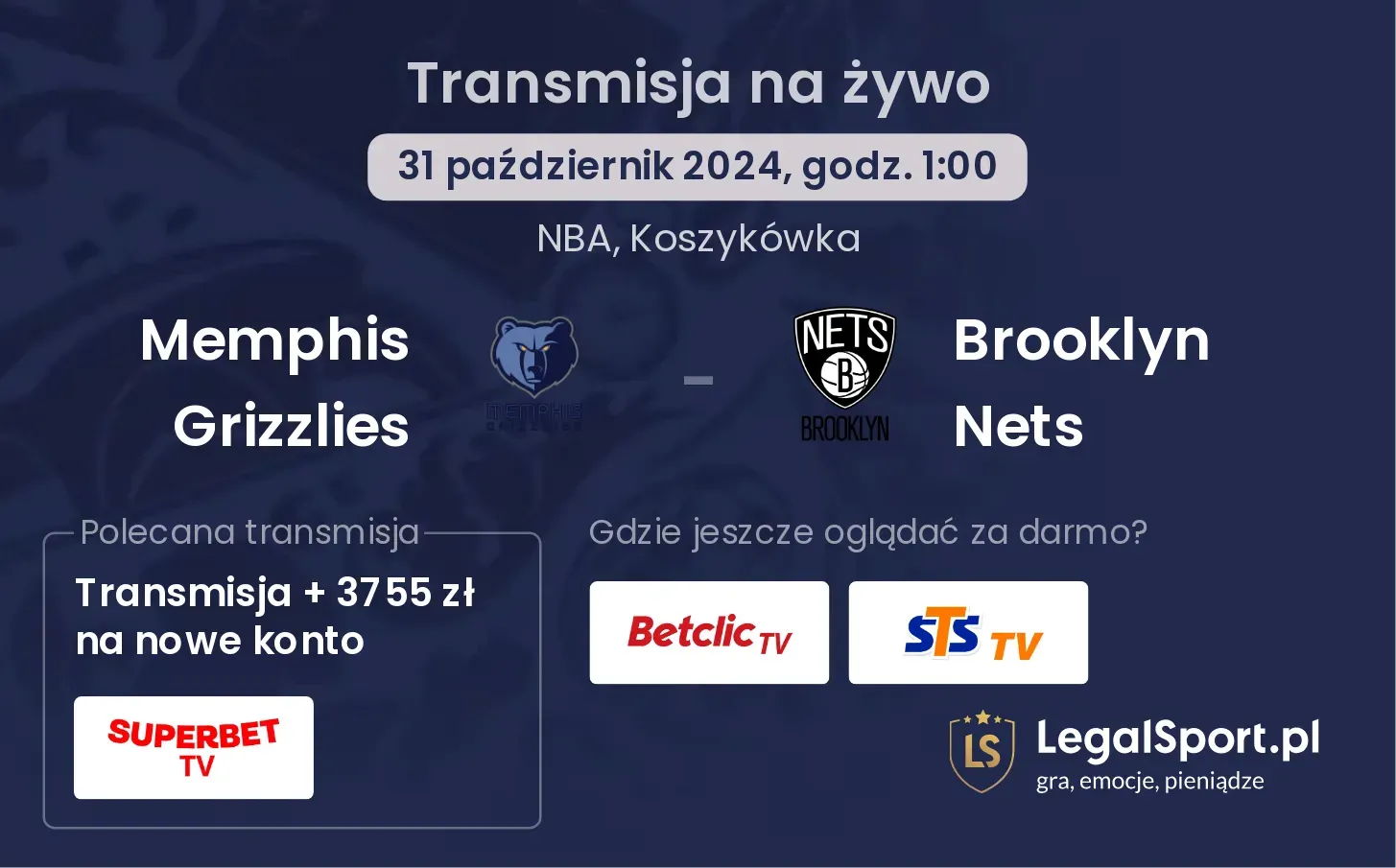 Memphis Grizzlies - Brooklyn Nets transmisja na żywo