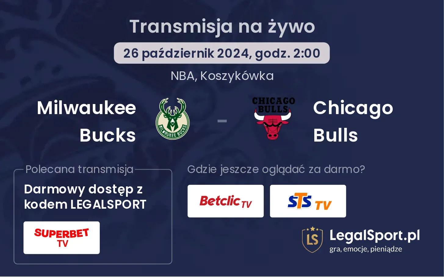 Milwaukee Bucks - Chicago Bulls transmisja na żywo