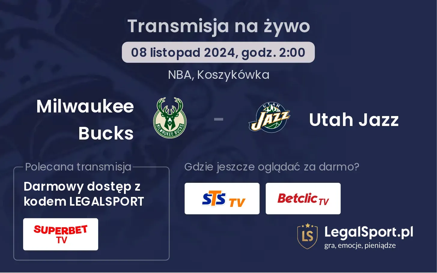 Milwaukee Bucks - Utah Jazz transmisja na żywo