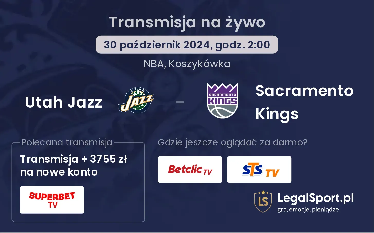 Utah Jazz - Sacramento Kings transmisja na żywo