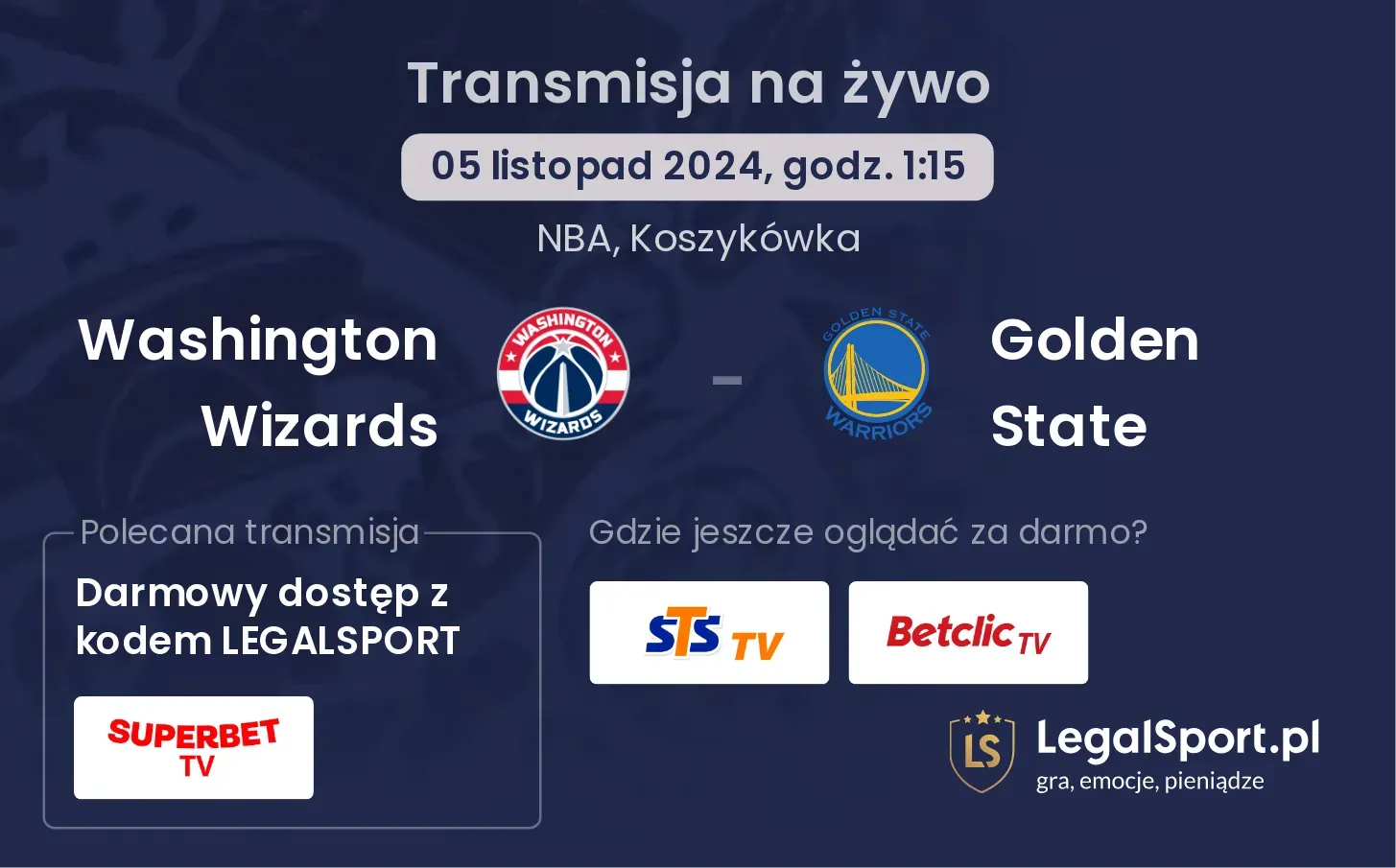 Washington Wizards - Golden State transmisja na żywo