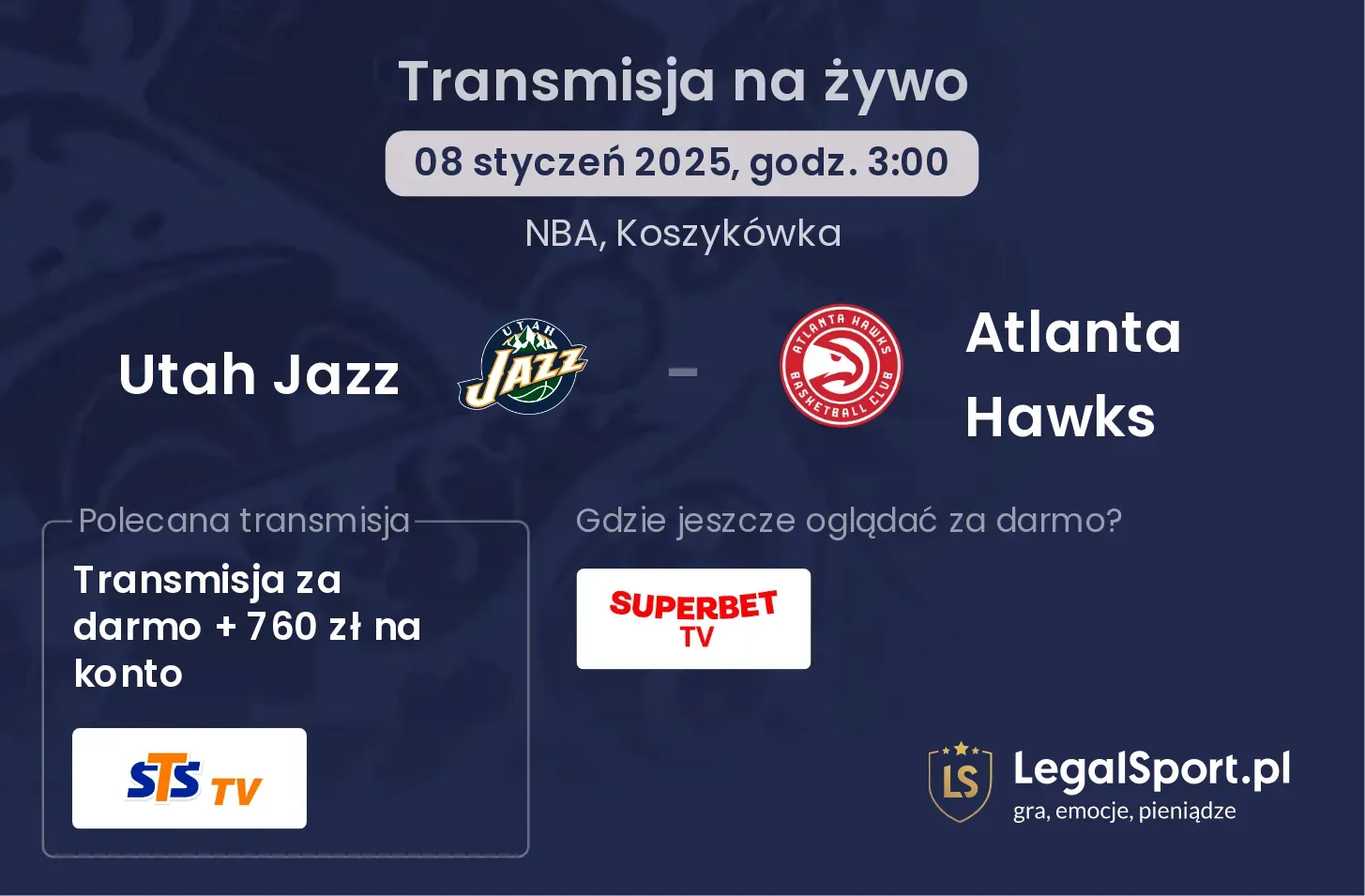 Utah Jazz - Atlanta Hawks transmisja na żywo