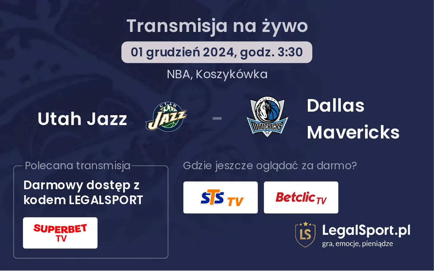 Utah Jazz - Dallas Mavericks gdzie oglądać?