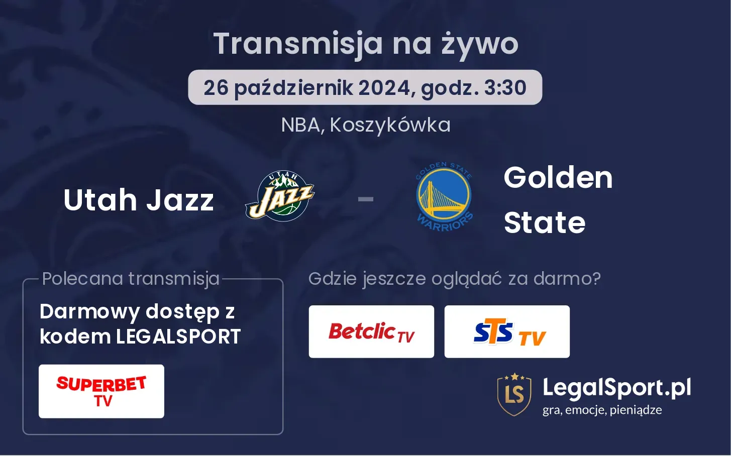 Utah Jazz - Golden State transmisja na żywo