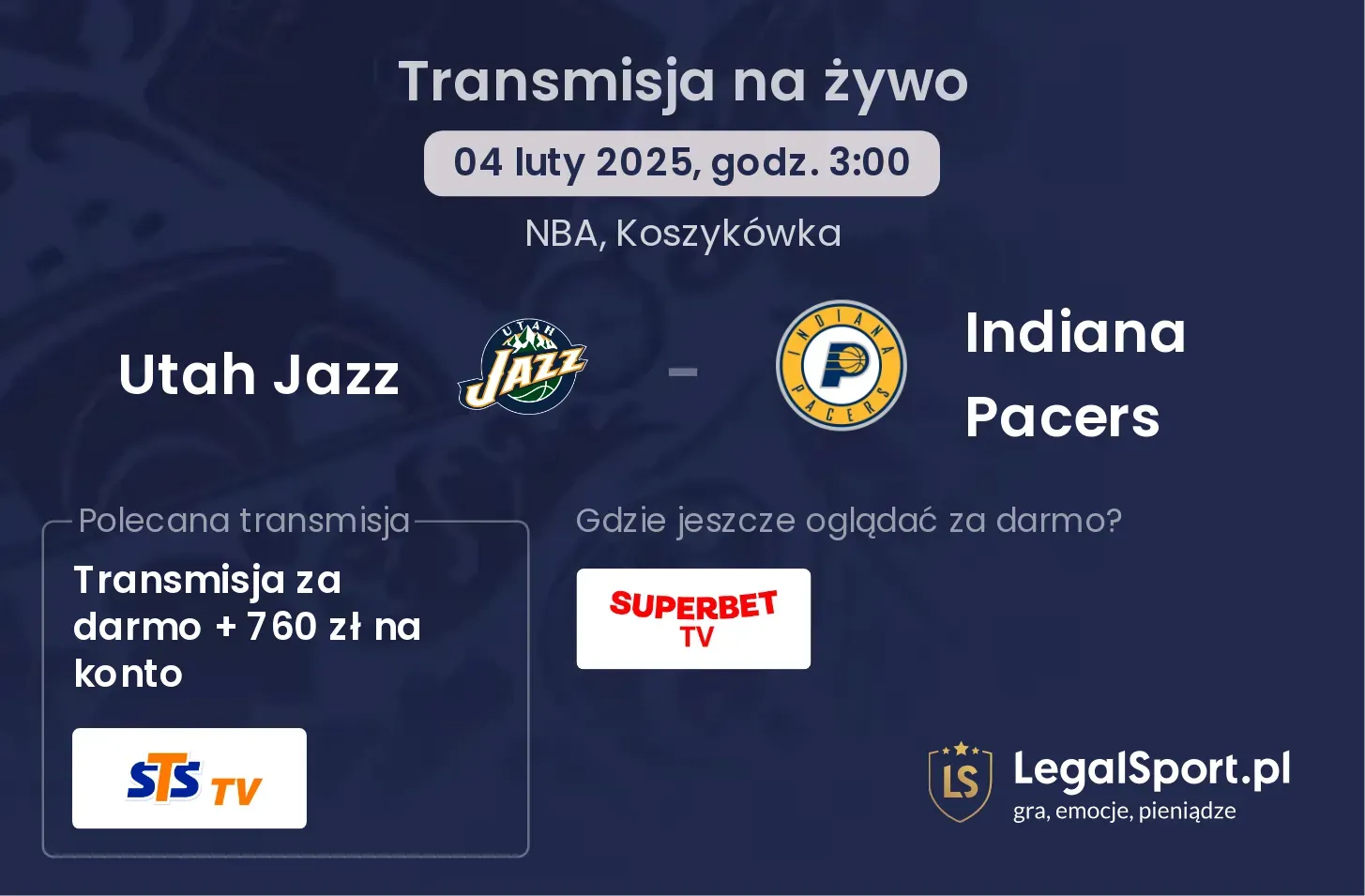 Utah Jazz - Indiana Pacers transmisja na żywo