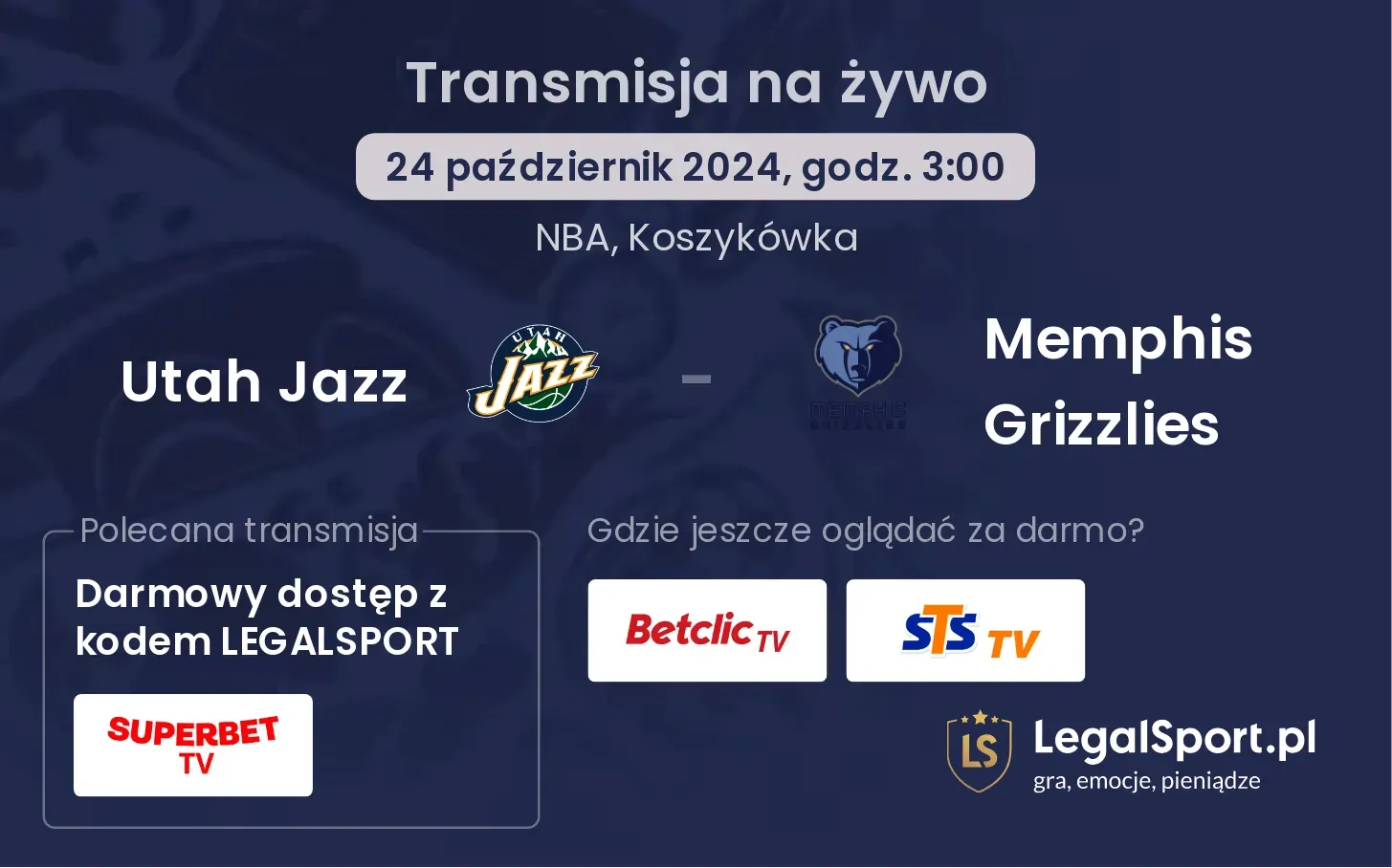 Utah Jazz - Memphis Grizzlies transmisja na żywo