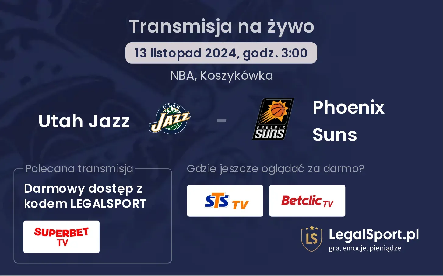 Utah Jazz - Phoenix Suns transmisja na żywo