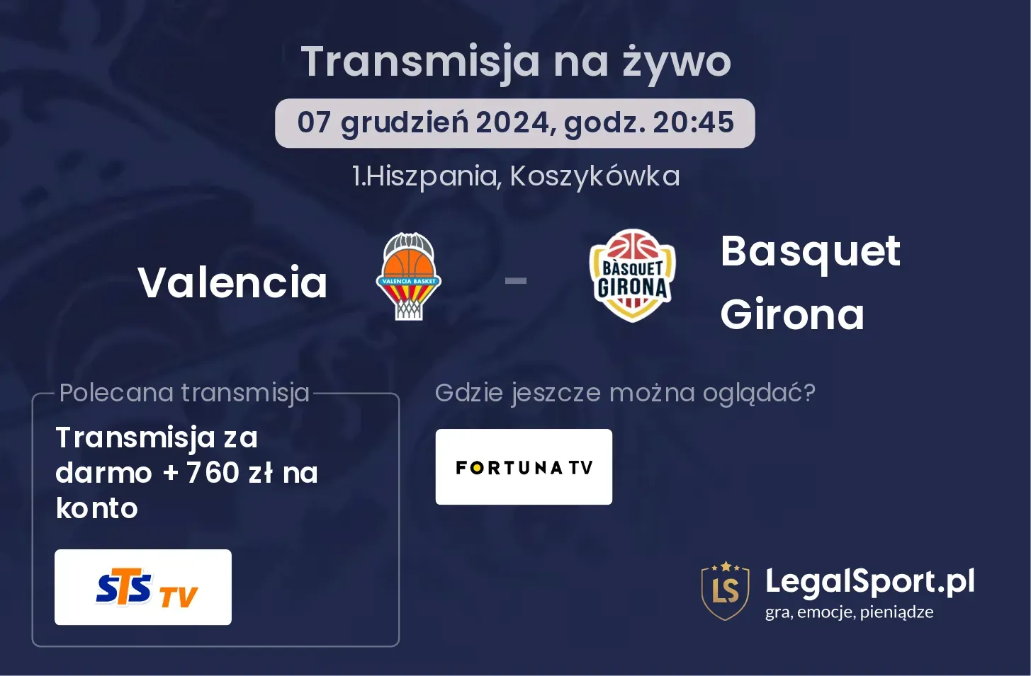 Valencia - Basquet Girona transmisja na żywo