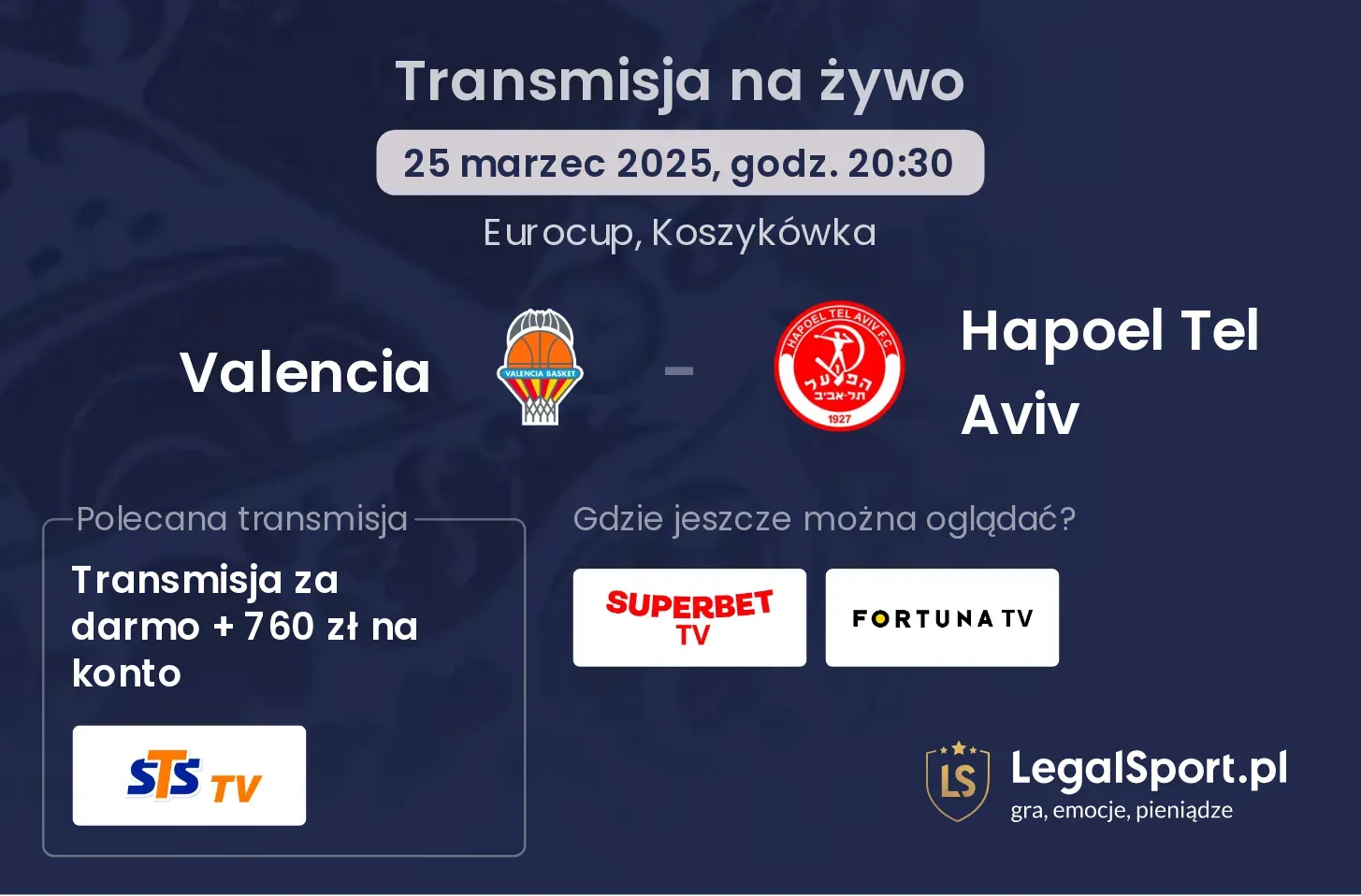 Valencia - Hapoel Tel Aviv gdzie oglądać transmisję?