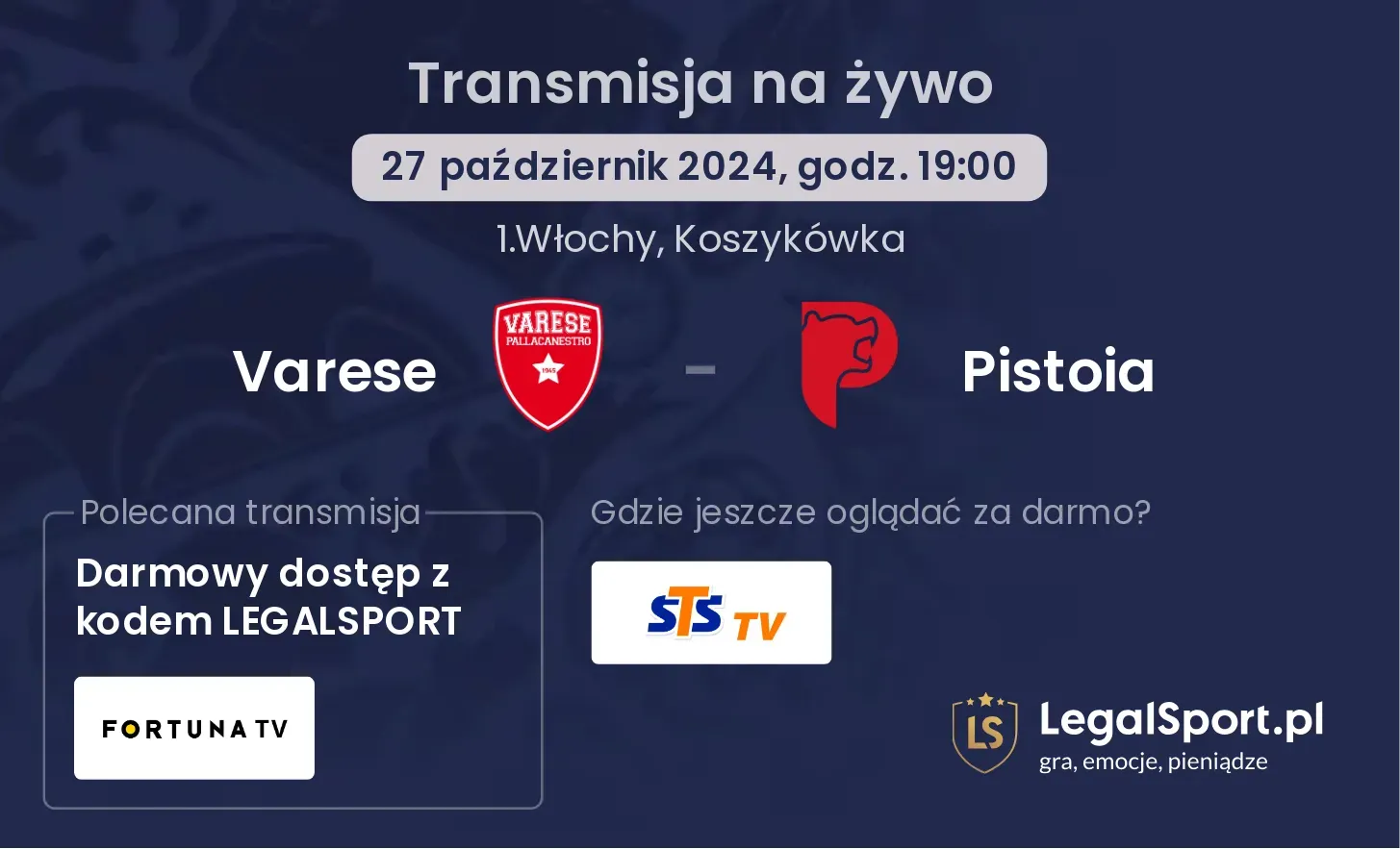 Varese - Pistoia transmisja na żywo