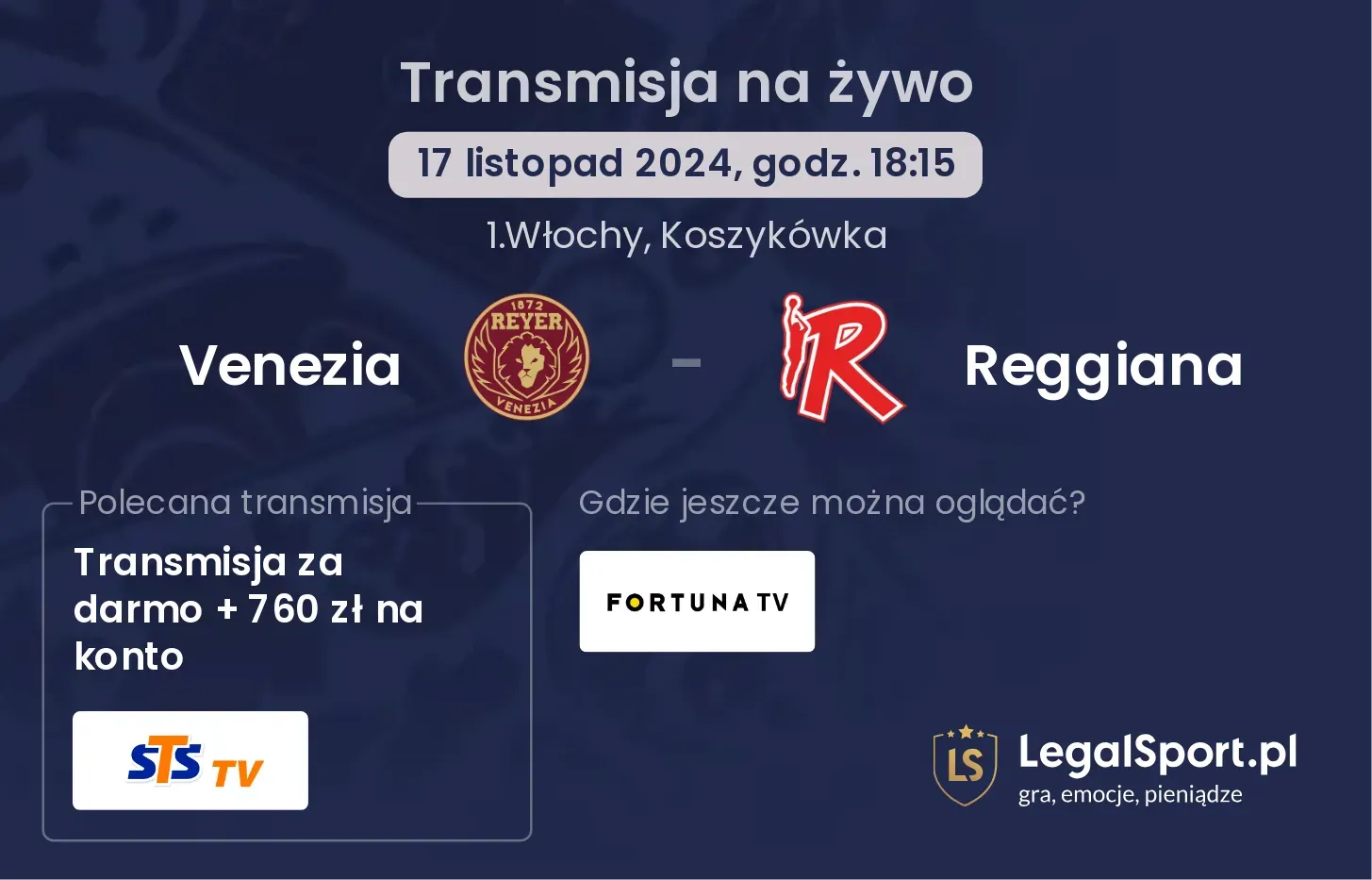 Venezia - Reggiana transmisja na żywo