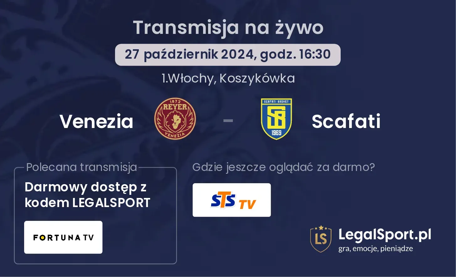 Venezia - Scafati gdzie oglądać? 27.10, godz. 16:30