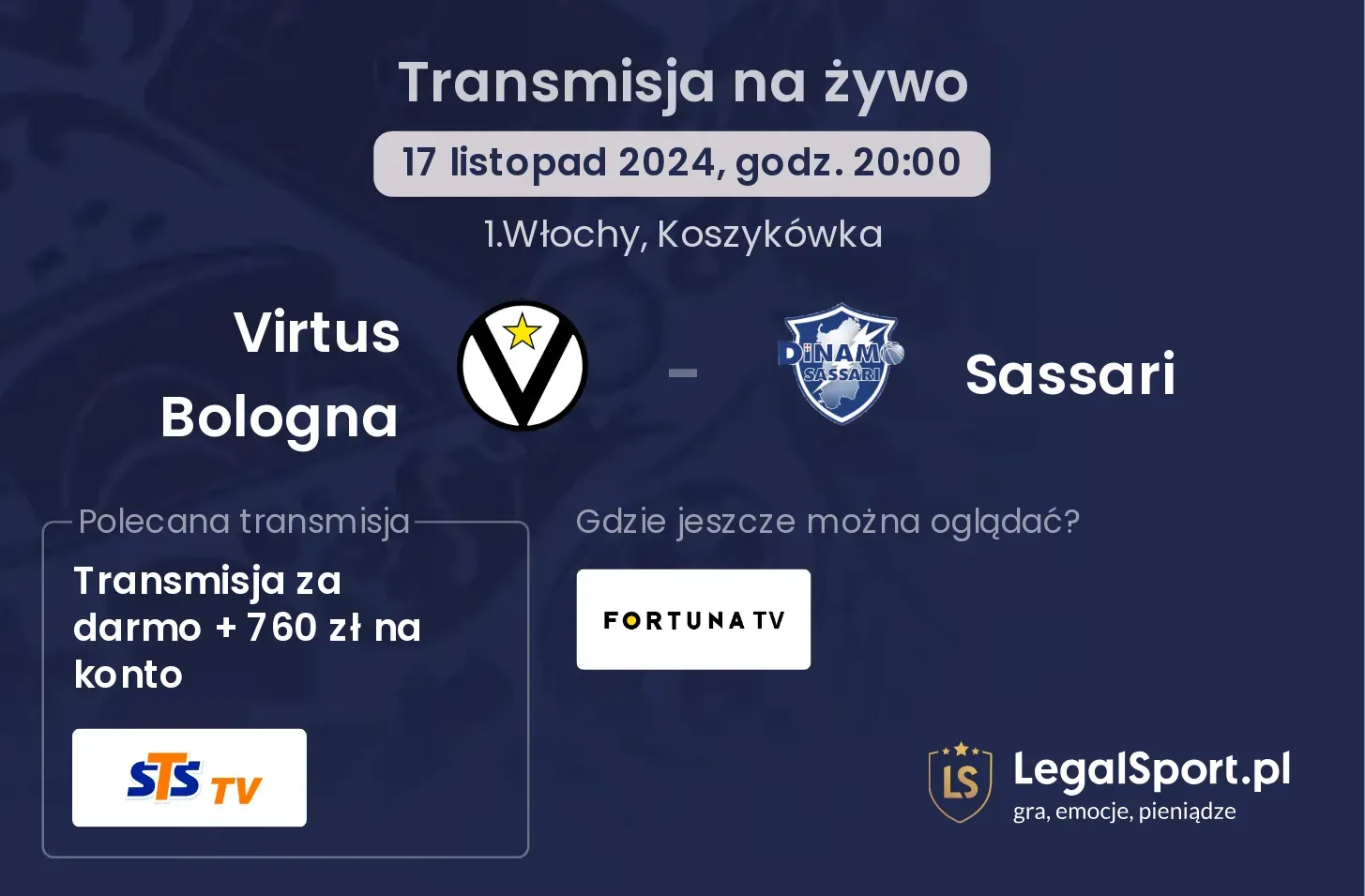 Virtus Bologna - Sassari transmisja na żywo