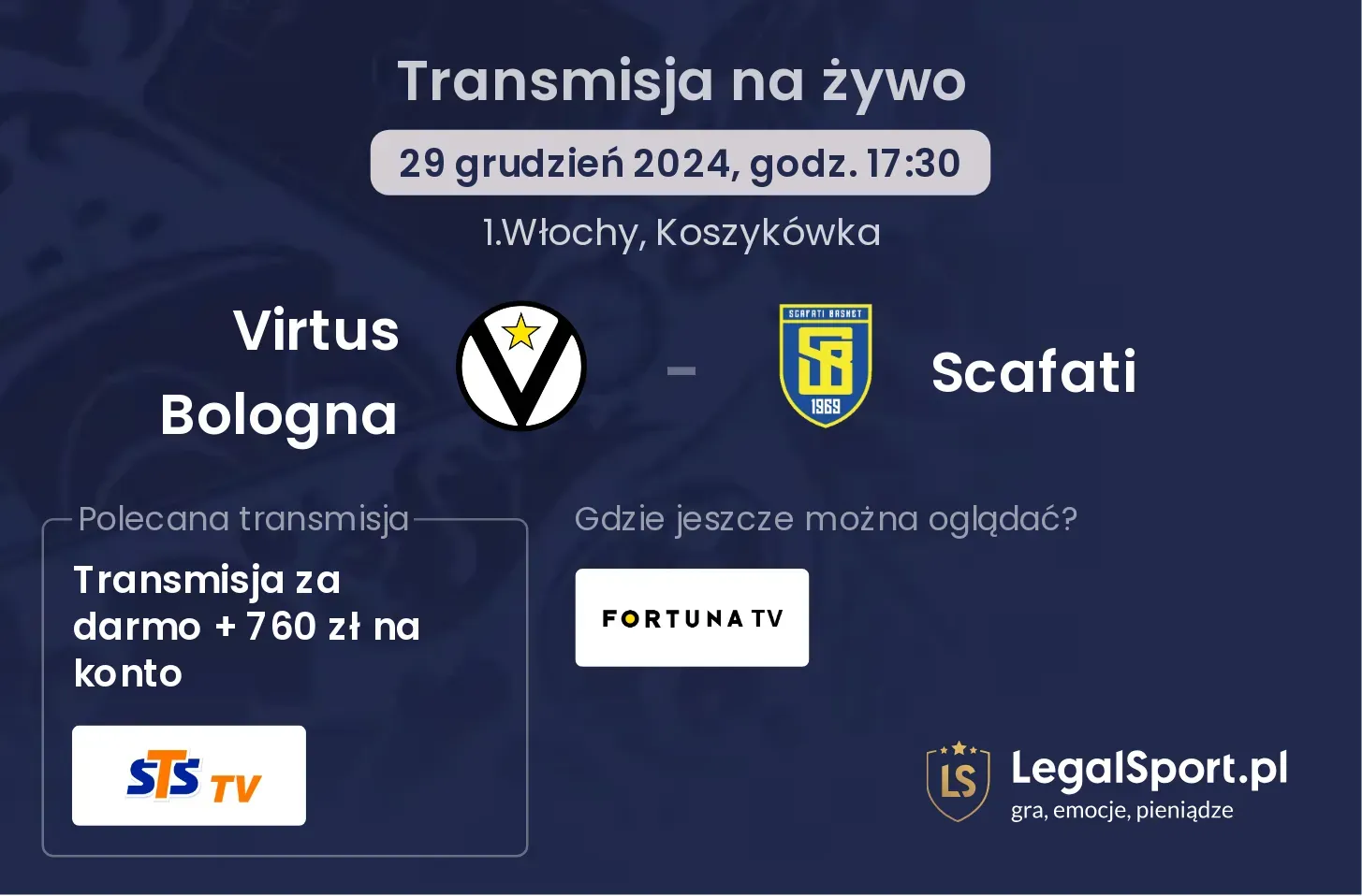 Virtus Bologna - Scafati transmisja na żywo