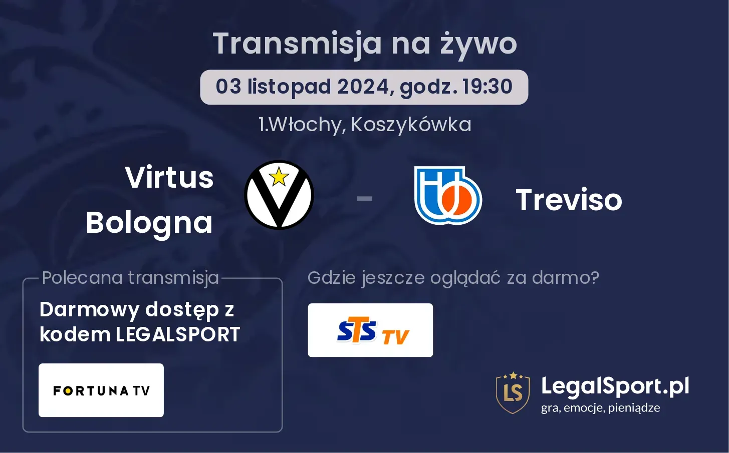 Virtus Bologna - Treviso transmisja na żywo