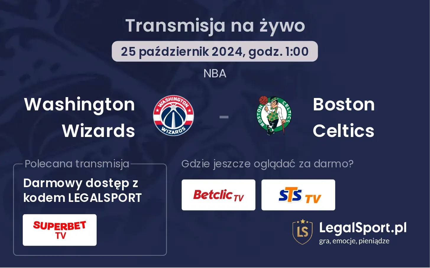 Washington Wizards - Boston Celtics transmisja na żywo