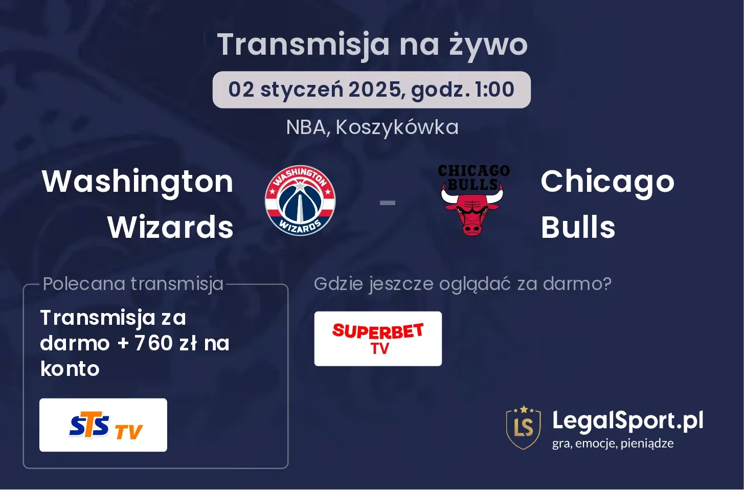 Washington Wizards - Chicago Bulls transmisja na żywo