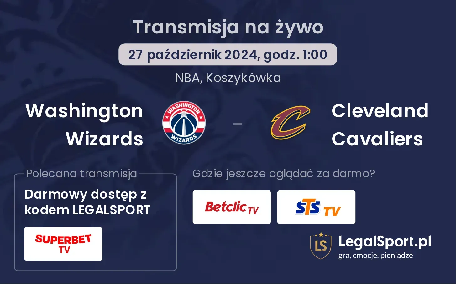 Washington Wizards - Cleveland Cavaliers transmisja na żywo