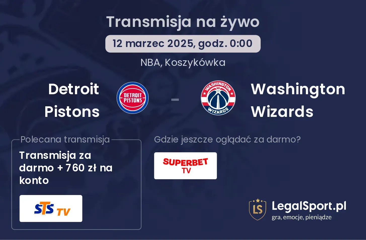 Detroit Pistons - Washington Wizards gdzie oglądać?