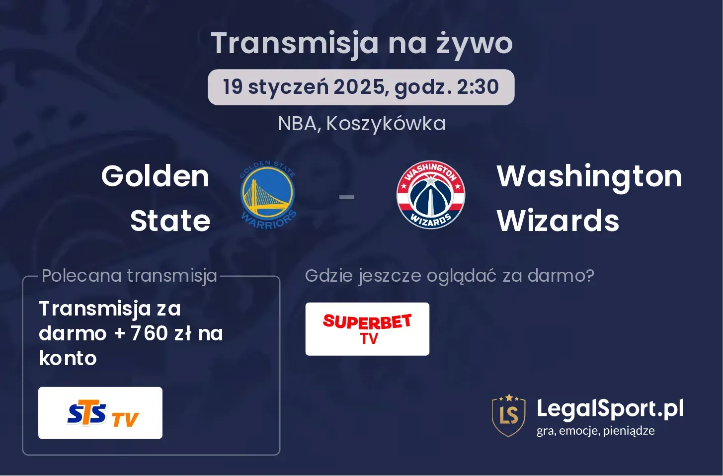 Golden State - Washington Wizards gdzie oglądać?