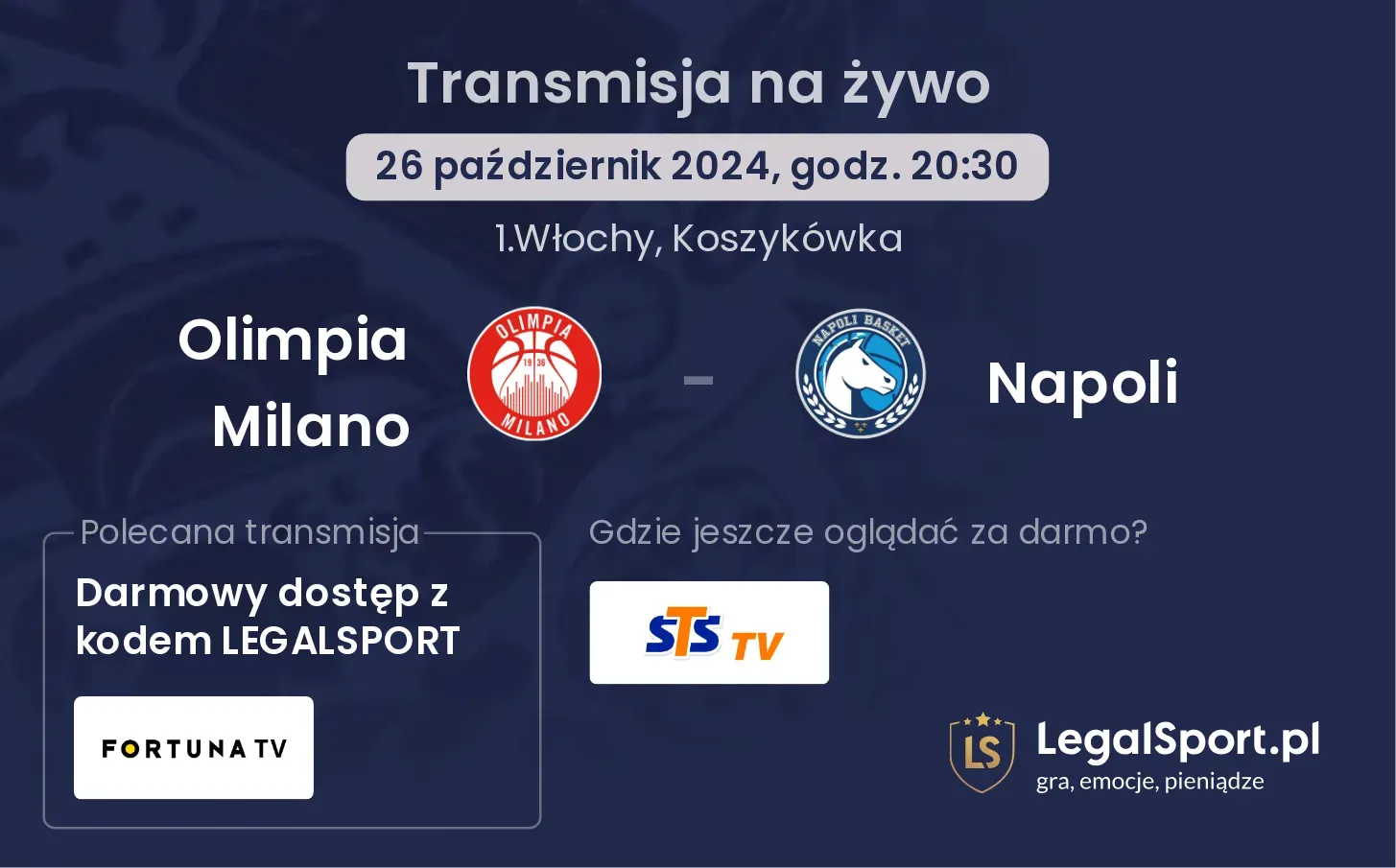 Olimpia Milano - Napoli transmisja na żywo