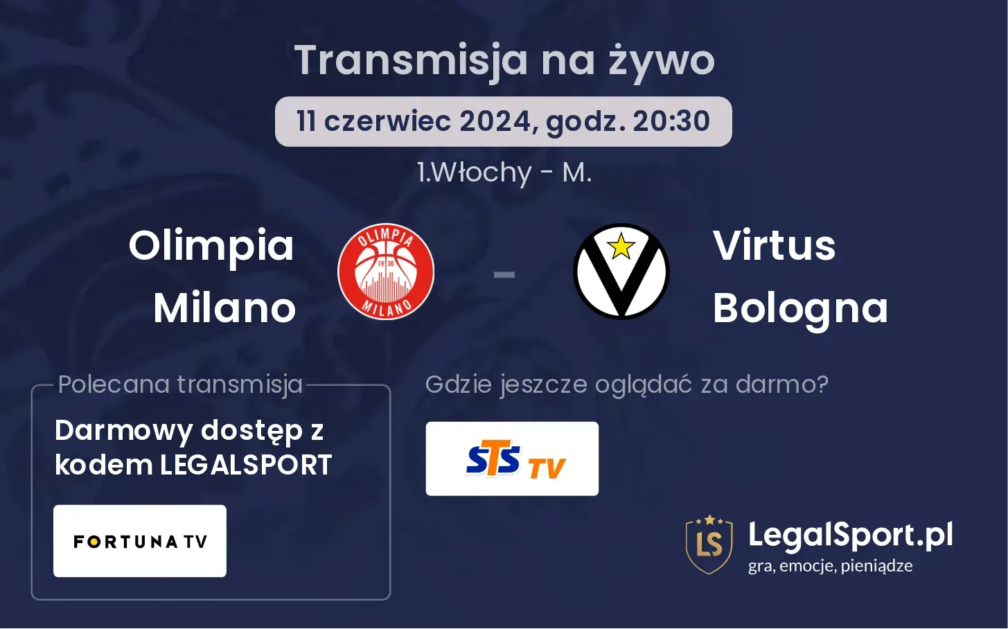 Olimpia Milano - Virtus Bologna transmisja na żywo