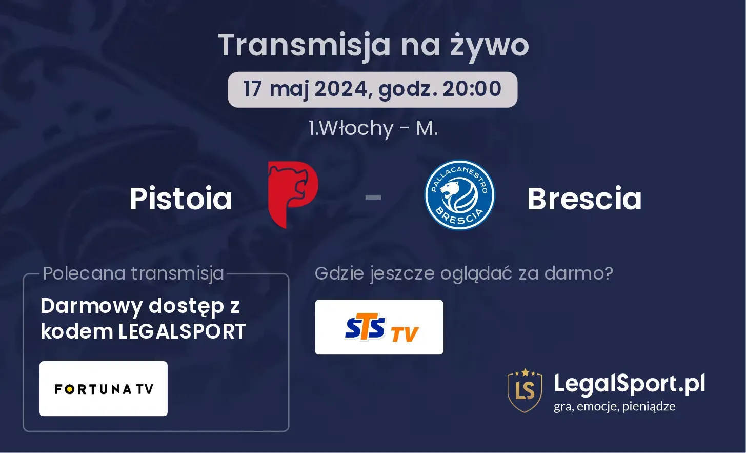 Pistoia - Brescia transmisja na żywo