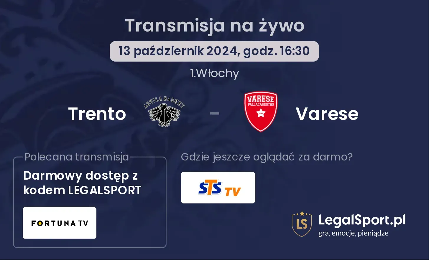 Trento - Varese transmisja na żywo