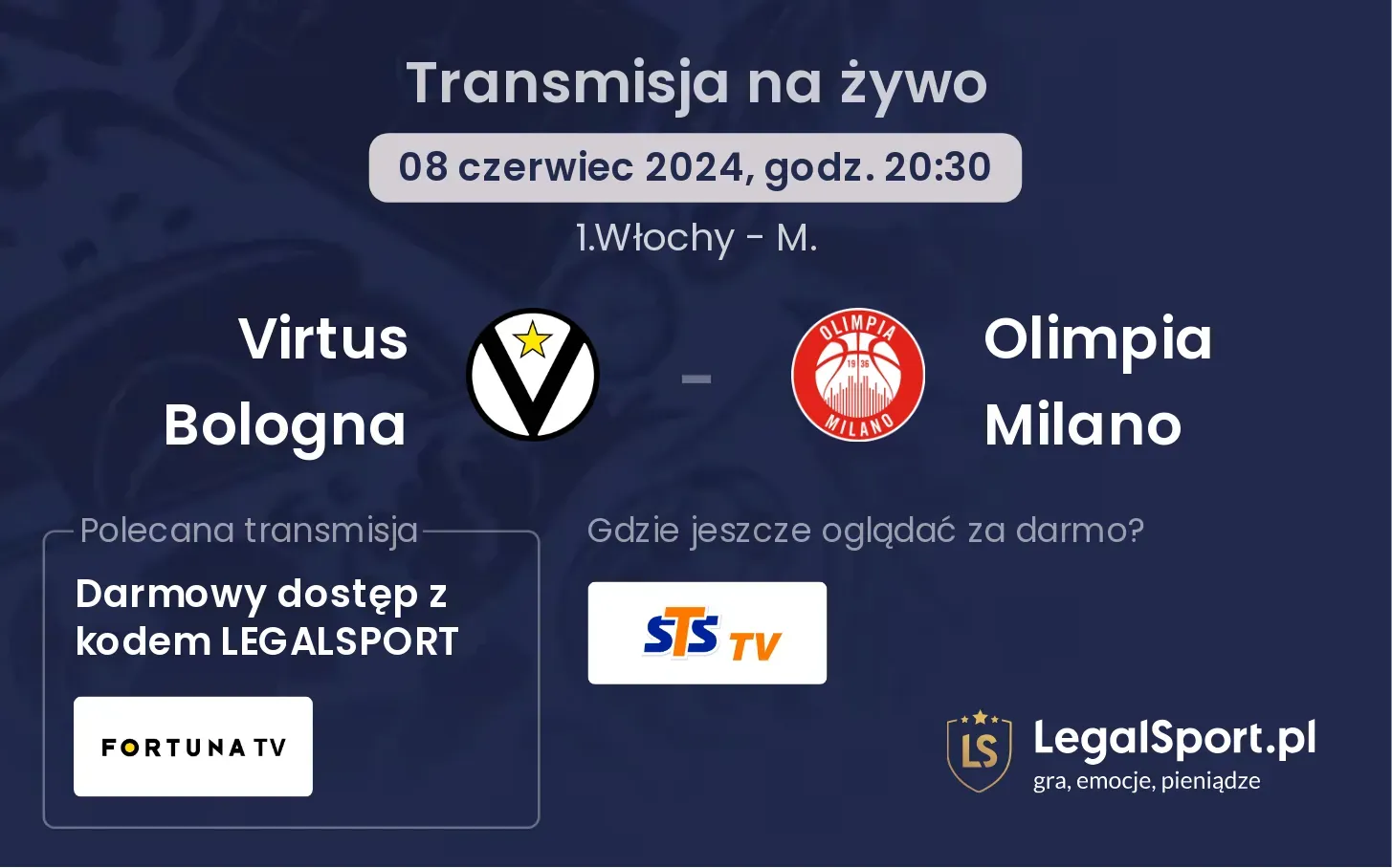 Virtus Bologna - Olimpia Milano transmisja na żywo