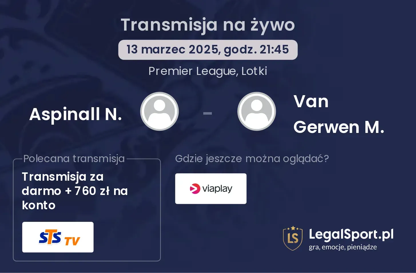 Aspinall N. - Van Gerwen M. transmisja na żywo