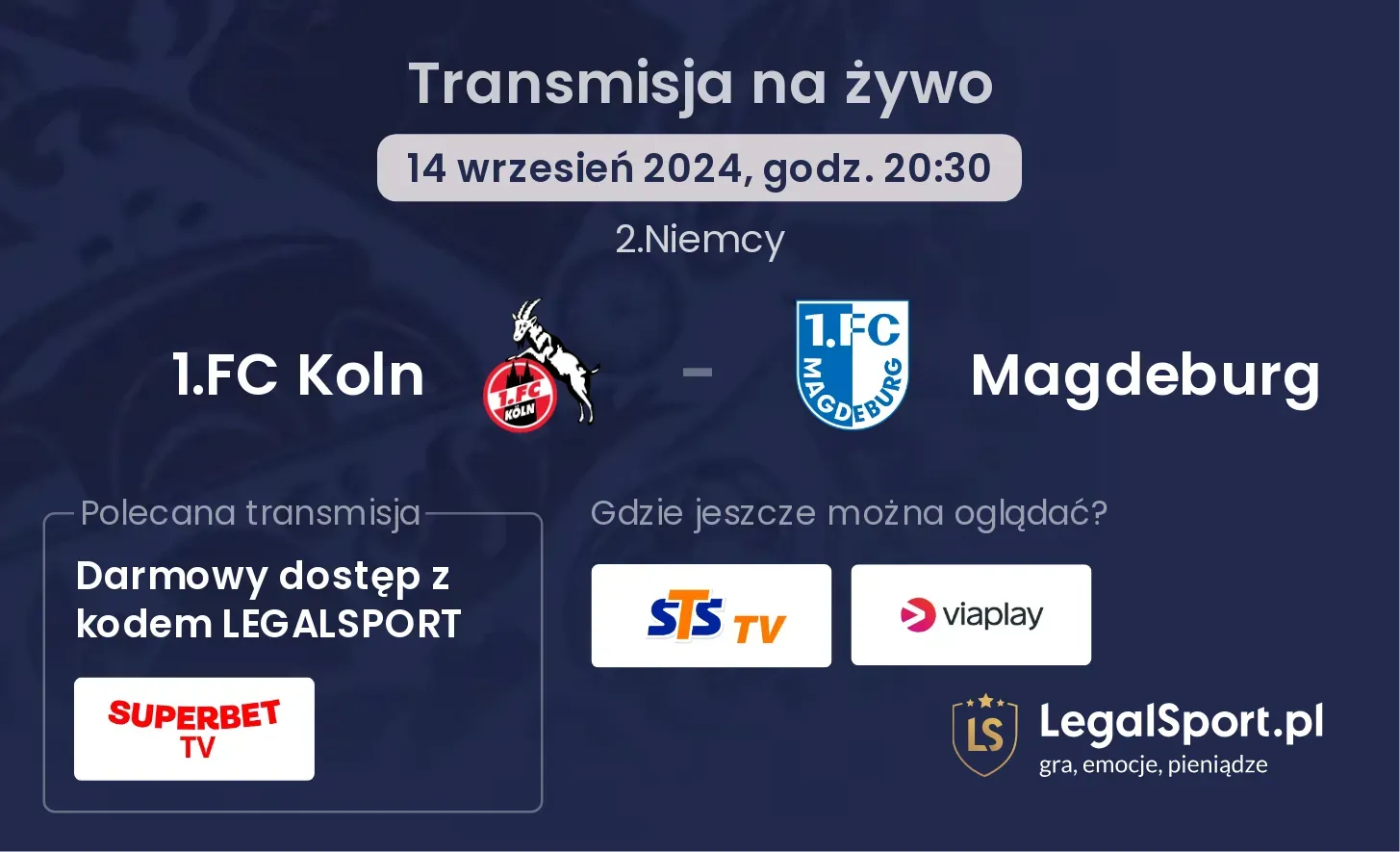 1.FC Koln - Magdeburg transmisja na żywo