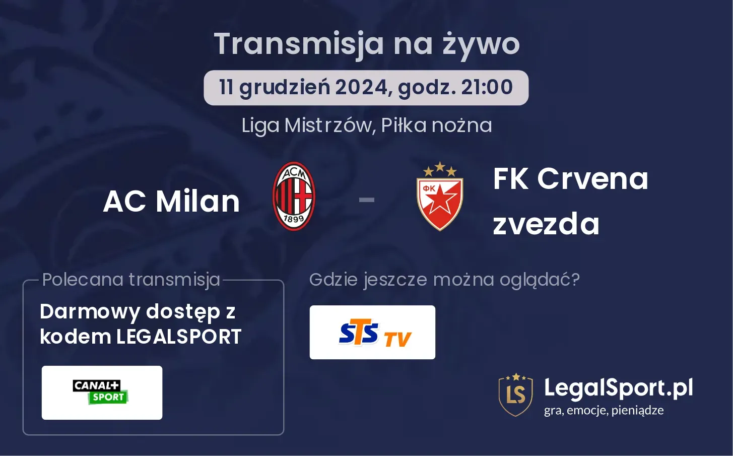 AC Milan - FK Crvena zvezda transmisja na żywo