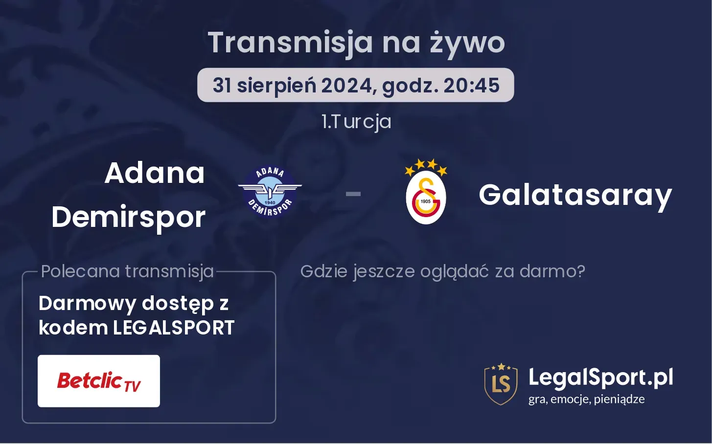 Adana Demirspor - Galatasaray transmisja na żywo