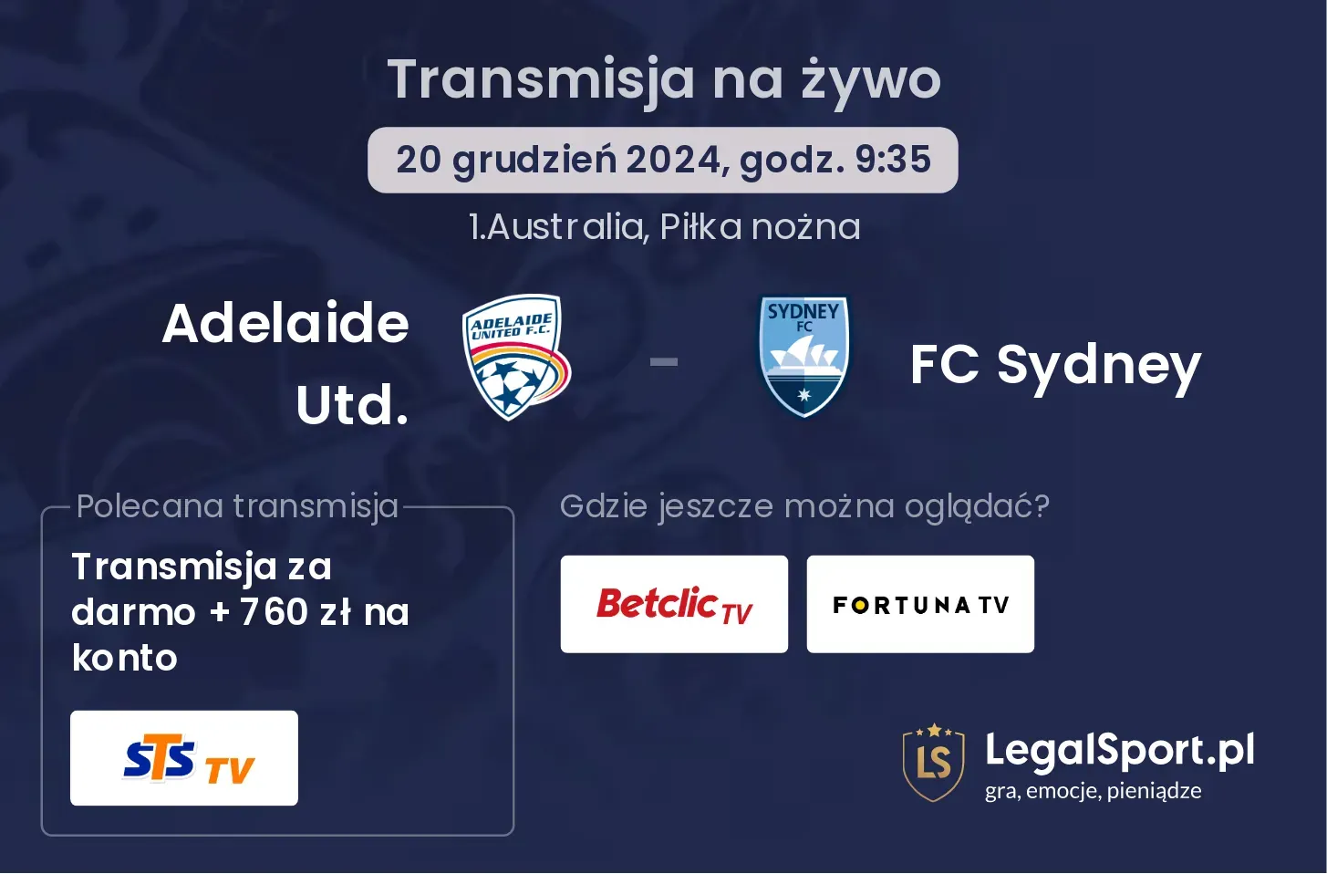 Adelaide Utd. - FC Sydney transmisja na żywo