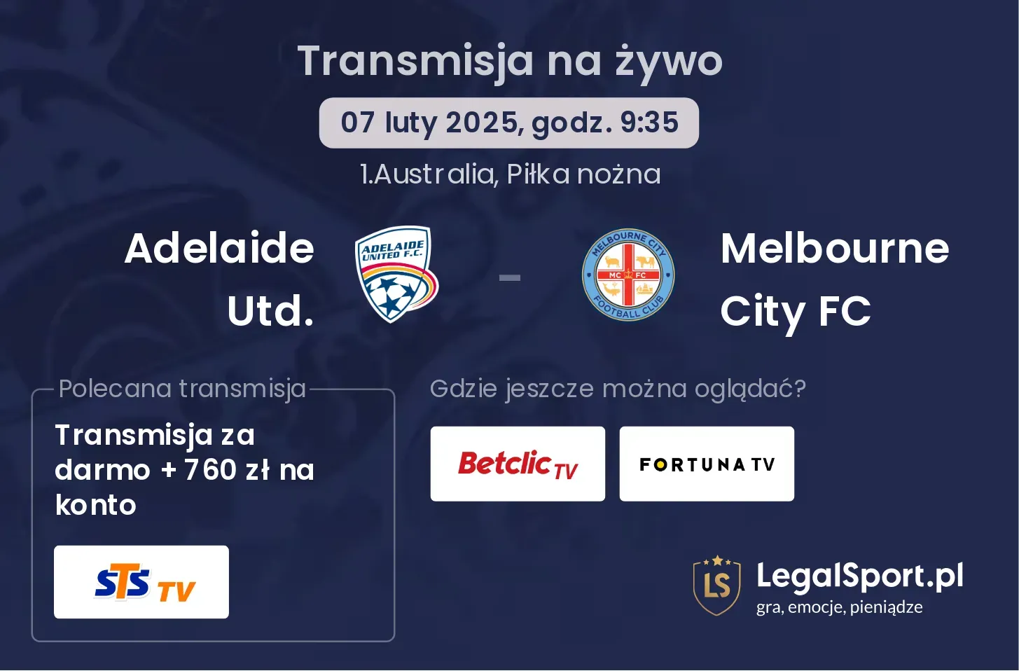 Adelaide Utd. - Melbourne City FC gdzie oglądać?