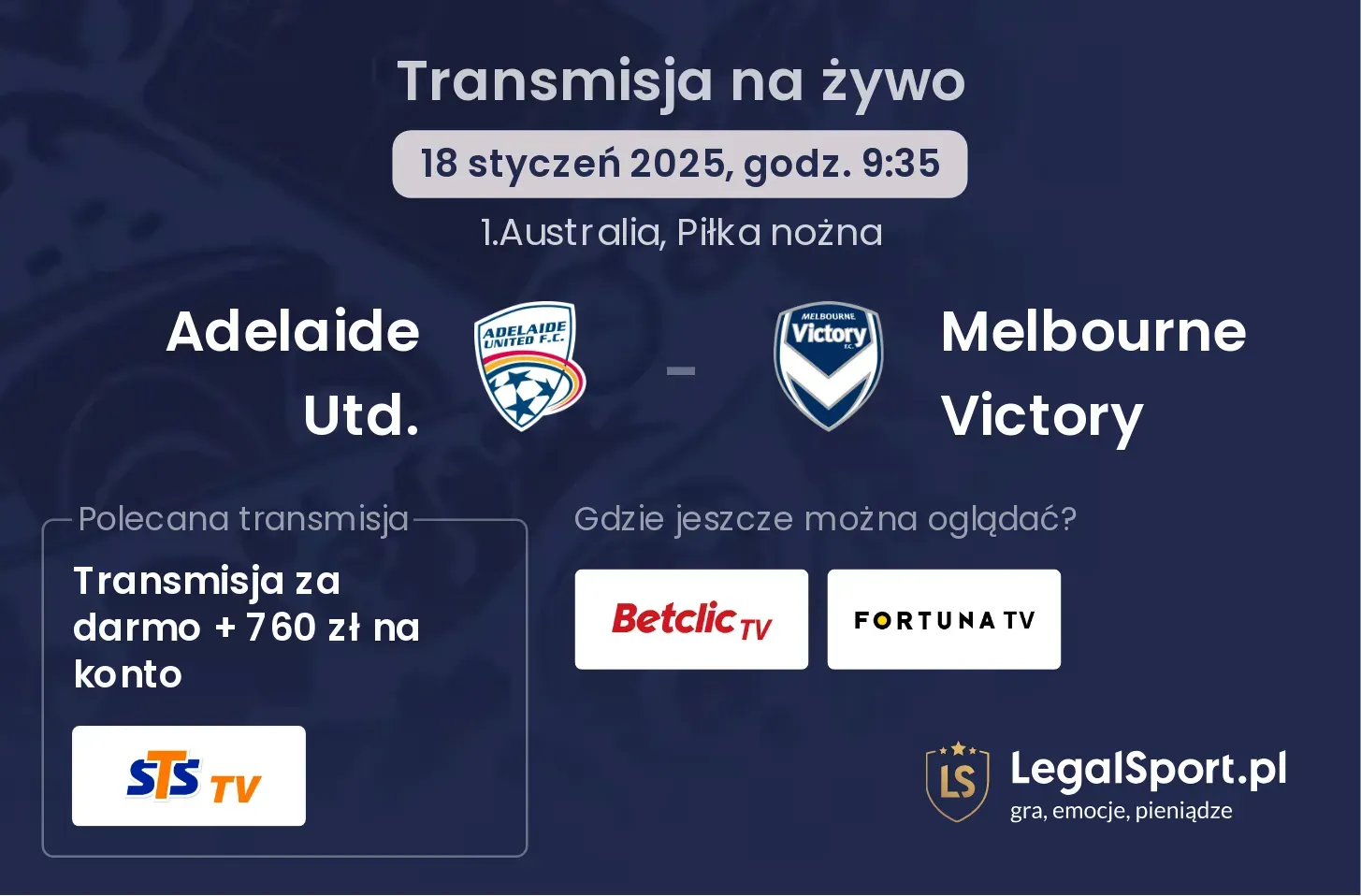 Adelaide Utd. - Melbourne Victory transmisja na żywo