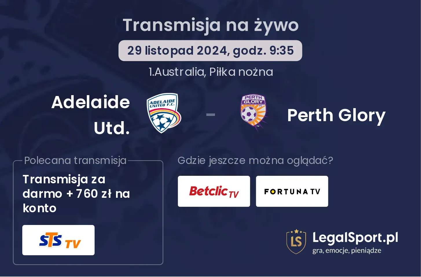 Adelaide Utd. - Perth Glory transmisja na żywo