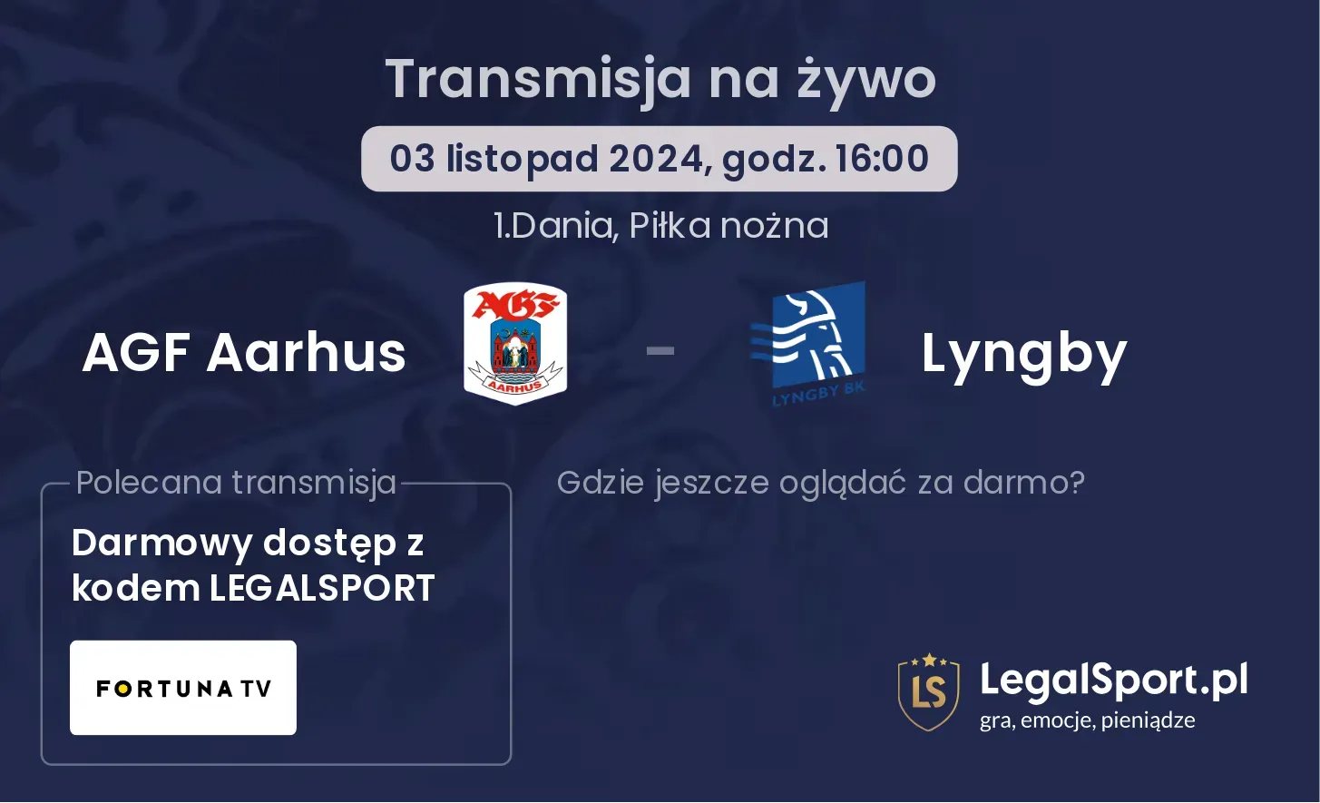 AGF Aarhus - Lyngby transmisja na żywo