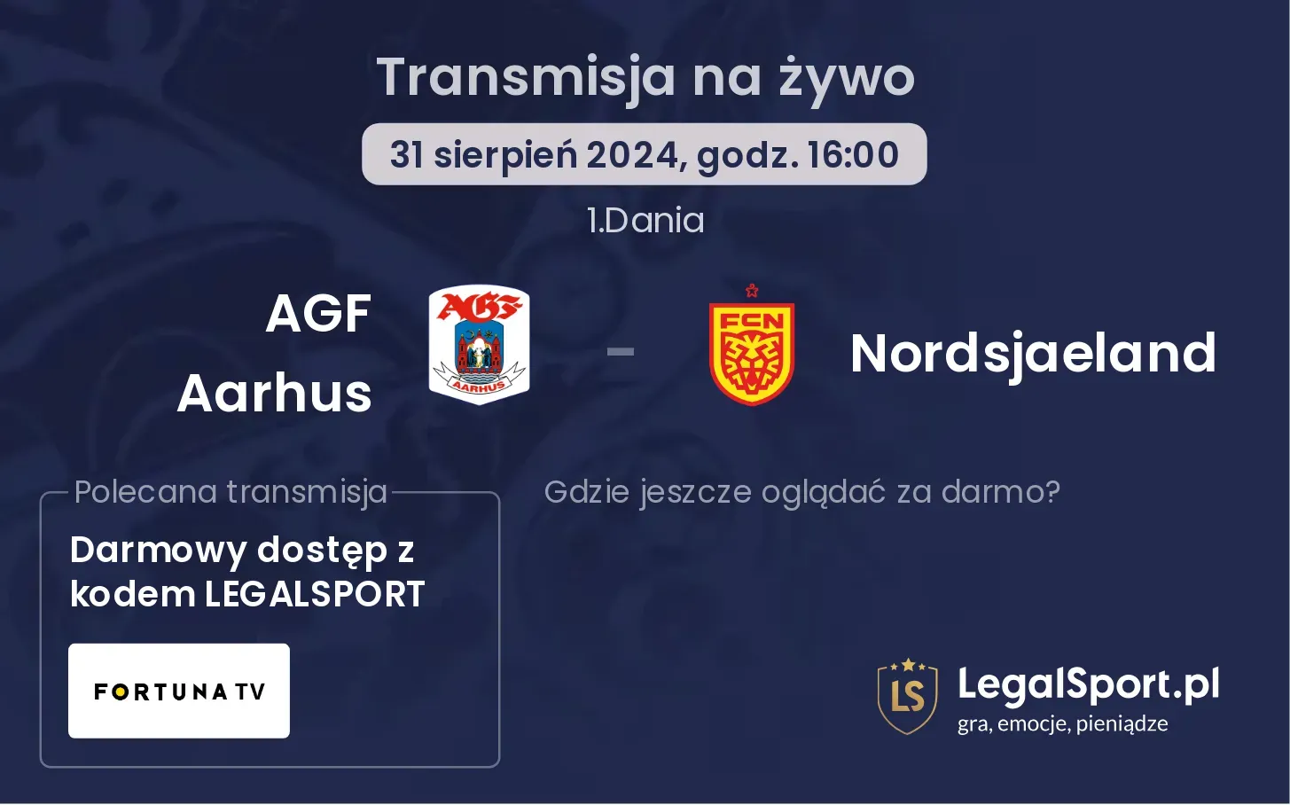 AGF Aarhus - Nordsjaeland transmisja na żywo