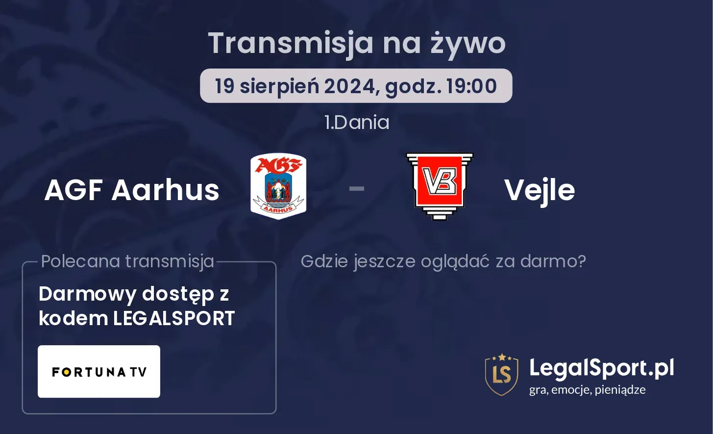 AGF Aarhus - Vejle transmisja na żywo