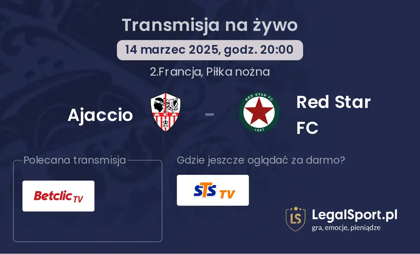 Ajaccio - Red Star FC transmisja na żywo